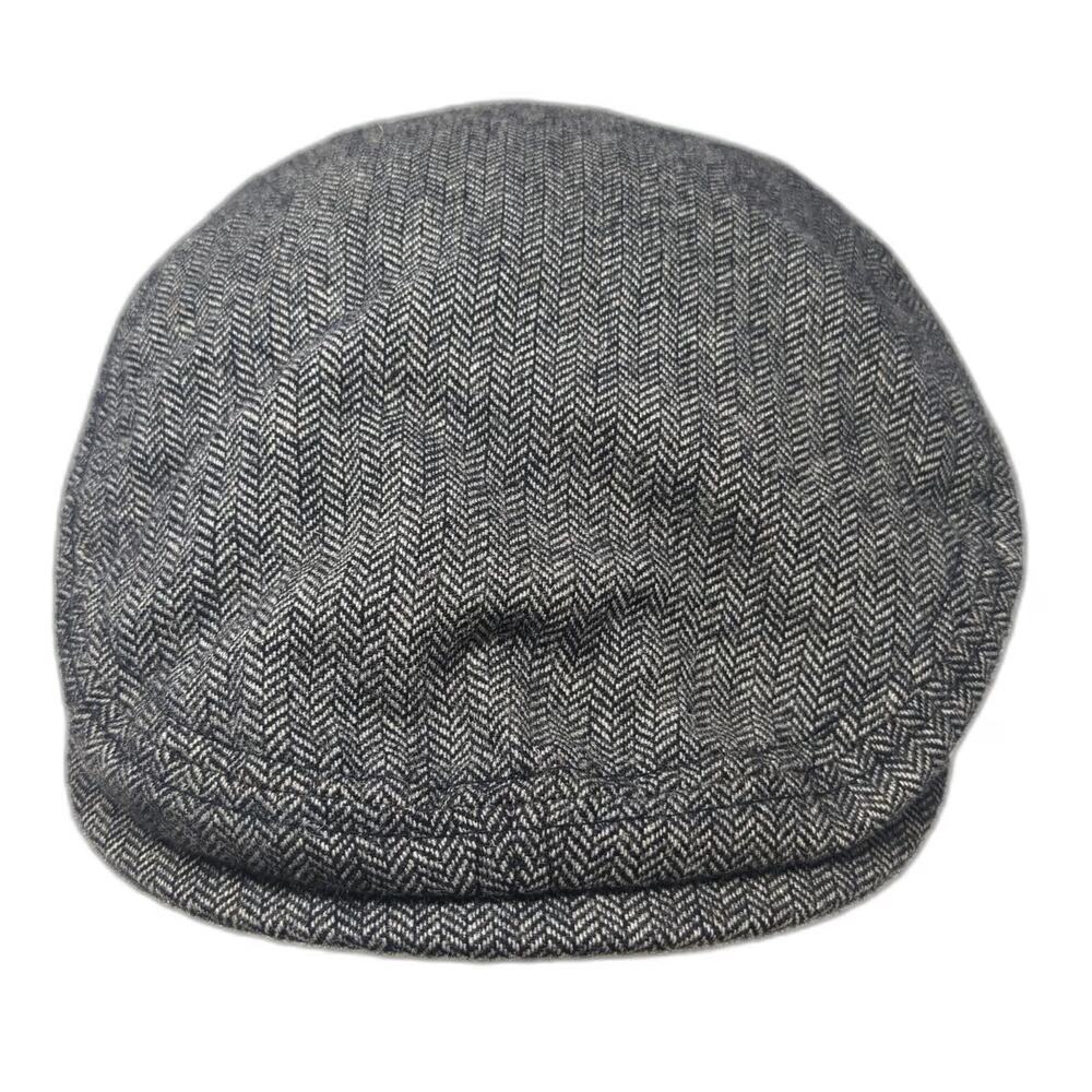 District Newsboy Cap Gray XL Wool Blend Herringbone Pattern Flat Driving Ivy Hat